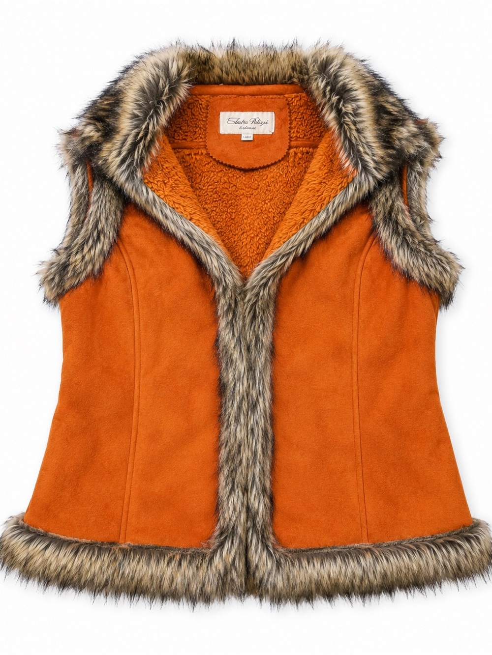 Tasha Polizzi Rust Orange Faux Suede Western Vest Size Large (x) - Picture 8 of 8